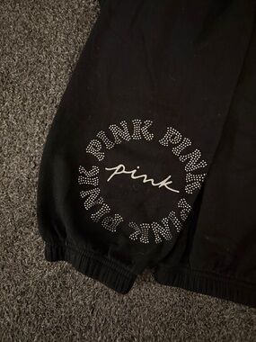 PINK Victoria's Secret Black Sweatshirt with Silver Stud Logo